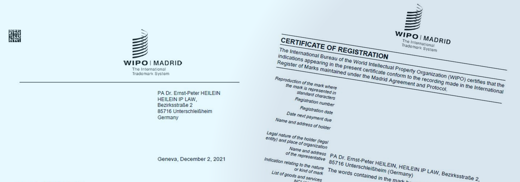 International Trademark Certificate